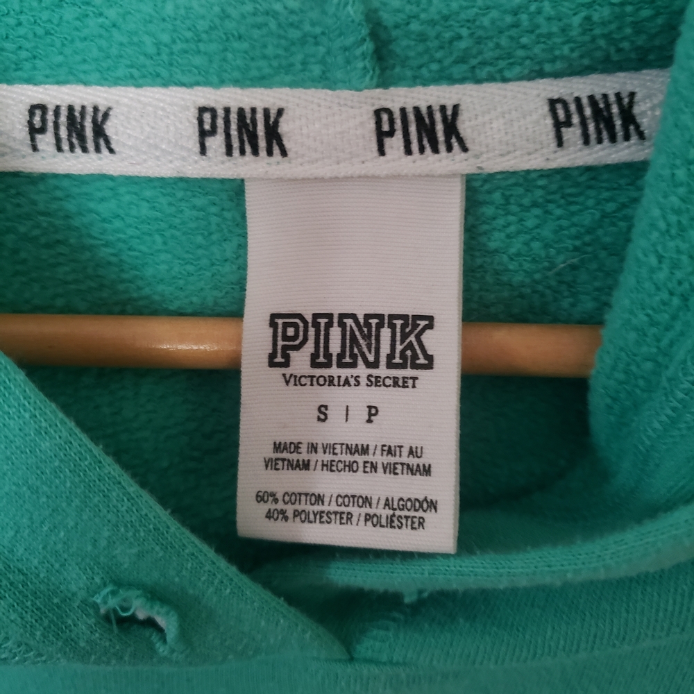 ⭐ PINK Victoria's Secret Teal Turquoise Aqua Sweatshirt Small Dog Logo - Picture 4 of 9